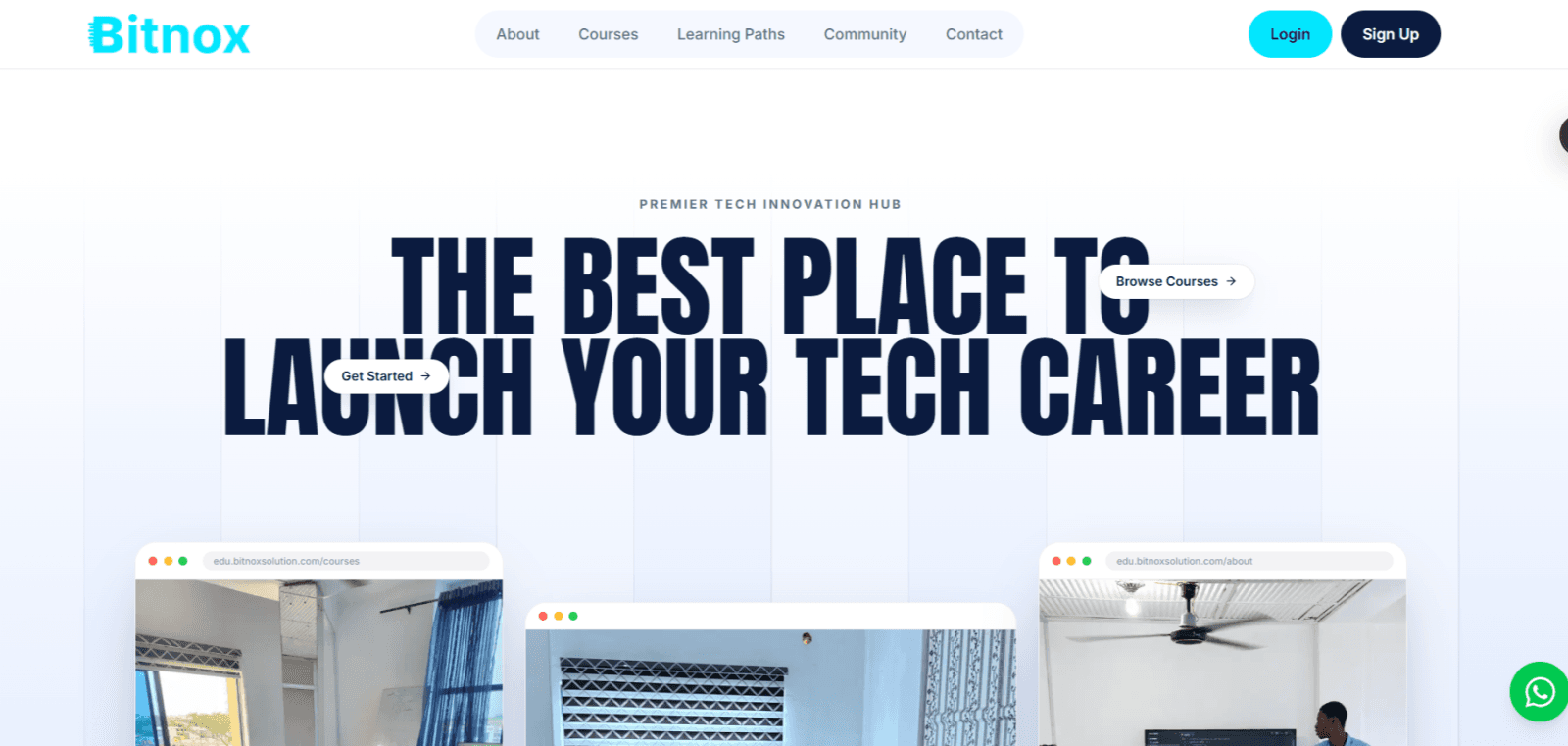 The hero section of Bitnox Technology platform