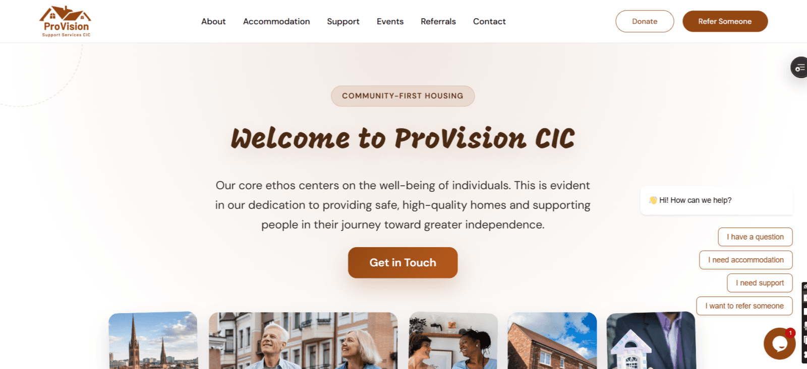 The hero section of ProVision landing page