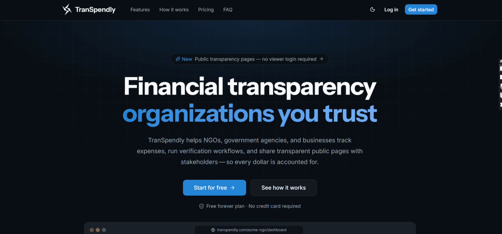 Hero section of the landing page